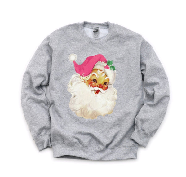 Pink Hat Vintage Santa Crewneck