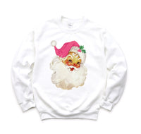 Pink Hat Vintage Santa Crewneck